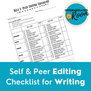 Preview of Self and Peer Editing Checklist for Writing