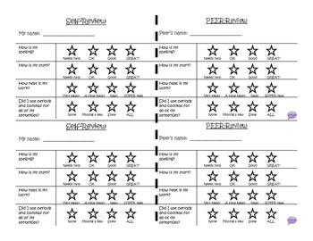 Preview of Self and Peer Review Rubric