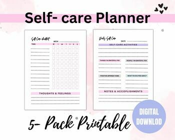 Self-care Planner Checklist for Mental Health and Wellness,Daily Well ...