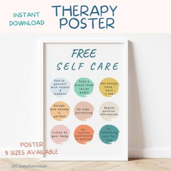 Preview of Self care poster, school counselling, therapy office decor, psychologist