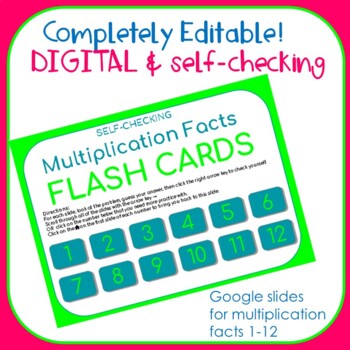 Preview of Self-checking Digital Multiplication Facts Flash Cards 