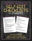 Self-edit checklists: for students to check their writing