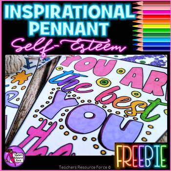 Preview of Self-esteem Coloring Pennant FREEBIE