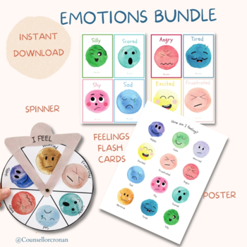 Preview of Feeling chart, feelings bundle, coping skills, calm down corner, zones