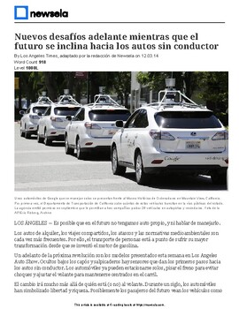 Preview of Selfdriving cars article Spanish lectura tecnologia technology reading