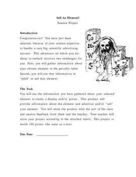 Preview of No Prep Chemistry Physical Science Sell An Element! Project