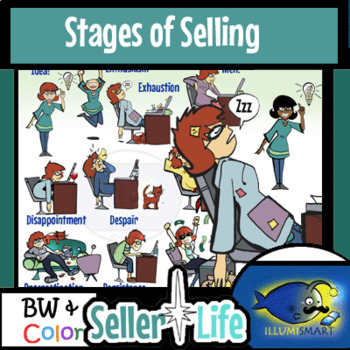 Preview of Seller Life: "Stages of Selling" Business Clip-Art BWW/Color 48 Pcs!