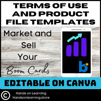 Preview of Selling Boom Cards Terms of Use and Product Templates