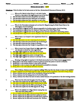 Selma Film (2014) 25-Question Multiple Choice Quiz by Bradley Thompson