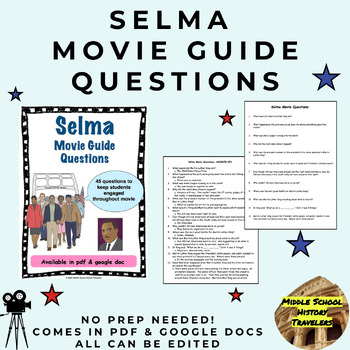 Preview of Selma Movie Guide Questions (Civil Rights, Martin Luther King)