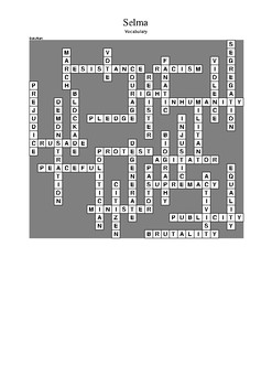Selma Movie Vocabulary Crossword Puzzle by M Walsh TPT