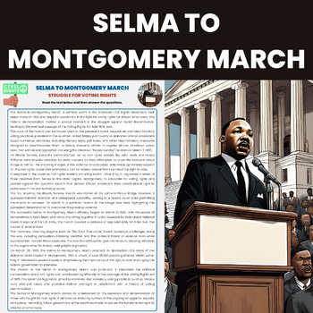 Preview of Selma to Montgomery March Reading Worksheet | American Civil Rights Movement