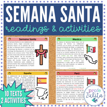 Preview of Semana Santa Readings + Activities Holy Week in Spanish Gallery Walk | Sub Plans