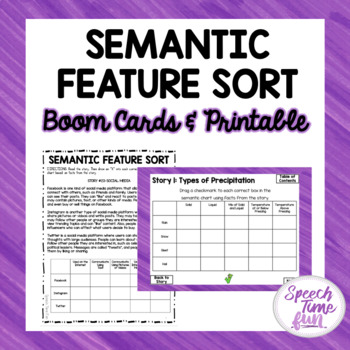 Preview of Semantic Features Sort Boom Cards & Printable