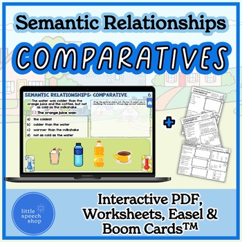 Preview of Comparative Semantic Relationships - Boom Card, Interactive PDF, Worksheet Easel