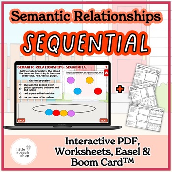 Preview of Sequential Semantic Relationships - Boom Card, Interactive PDF, Worksheet, Easel