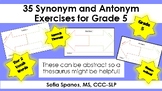 Semantics: Synonyms and Antonyms Tier 2 Vocabulary Grade 5