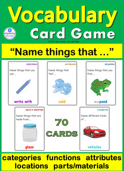 Vocabulary Building Card Game ~ 4 Speech Therapy Sp Ed ESL Autism by