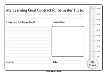 Preview of Semester Goal Contract - Whole Year (Percentage)