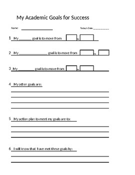 Preview of Semester Goals Worksheet