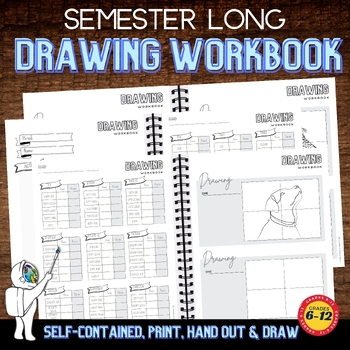 Preview of Semester Long, Drawing Practice Printable Sketchbook, High & Middle School Art