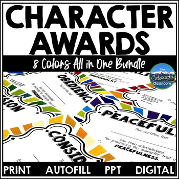 Preview of Semi-Editable Character Trait Award Certificates Eight Colors in One Bundle
