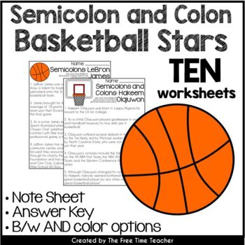 Preview of Semicolon & Colon Practice Worksheets, Notes, & Answer Keys 