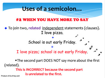 Preview of Semicolons: Interactive, Engaging, Power Point w/Questions Embedded