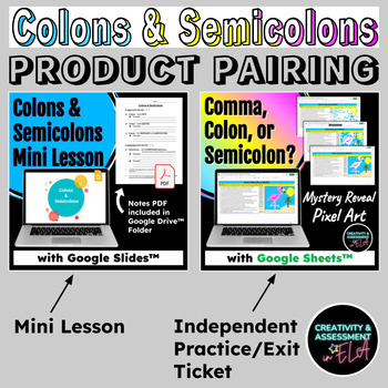 Preview of Colons & Semicolons PRODUCT PAIRING | Mini Lesson & Practice