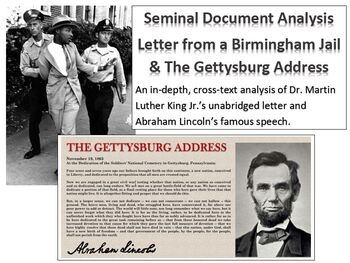 Preview of Civil Rights Era Analysis - Letter From Birmingham Jail, Selma, Gettysburg etc.