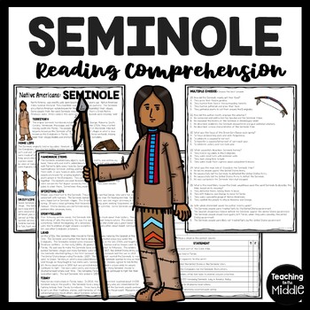 Preview of Seminole Native Americans Reading Comprehension Worksheet Southeast Florida