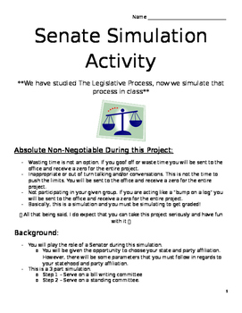 Preview of Senate Simulation Activity Packet