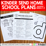 Send Home Sub Plan Kinder 1st Quarter Sets 7-9