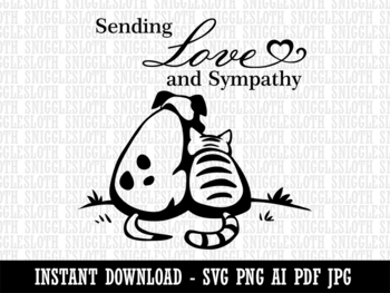 Preview of Sending Love and Sympathy Cat and Dog Clipart Instant Digital Download