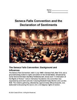Preview of Seneca Falls Convention and the Declaration of Sentiments Worksheet