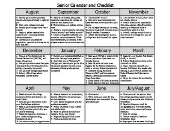 Senior Checklist: Month by Month Calendar for High School Seniors