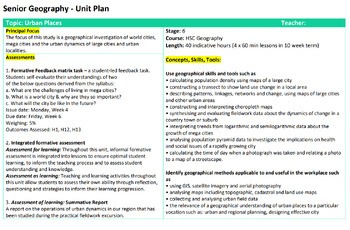 Preview of Senior Geography Unit Plan - Urban Places