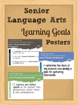 Senior Language Arts Learning Goals Posters