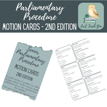 Preview of Senior Parliamentary Procedure Motion Cards - 2nd Edition