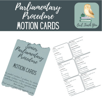 Preview of Senior Parliamentary Procedure Motion Cards