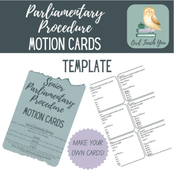 Preview of Senior Parliamentary Procedure Motion Cards Template