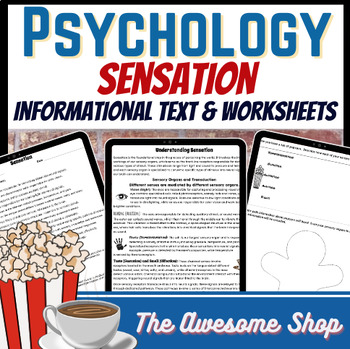 Preview of Sensation Informational Text With Worksheets for Psychology and Health Packet