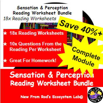 Preview of Sensation & Perception Module Reading Worksheet Bundle **Editable**