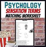 Sensation Term Matching Worksheet for Psychology and Health Class