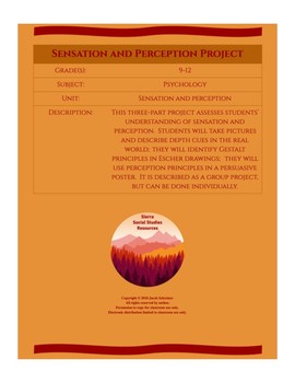 Preview of Sensation and Perception Project