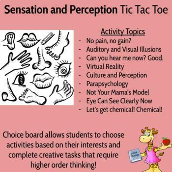 Preview of Sensation and Perception (Psychology) - Choice Board Hyperdoc
