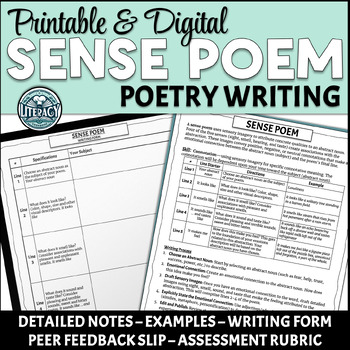 Preview of Sense Poem - Poetry Writing - Lesson with Notes on Poem - for Any Poetry Unit