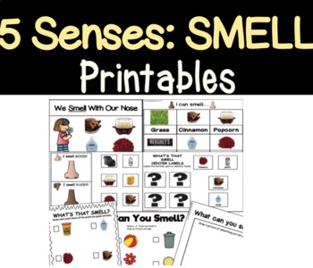 Preview of Sense of Smell Center Activities for 3K, Preschool, Pre-K and Kindergarten