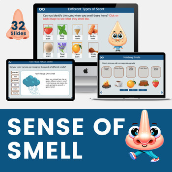 Preview of Sense of Smell Digital Lesson with Self-marking Activities for Pre-K - 1st Grade