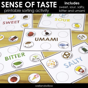 Preview of Sense of Taste Sorting Actvity - Homeschool Printable Worksheet